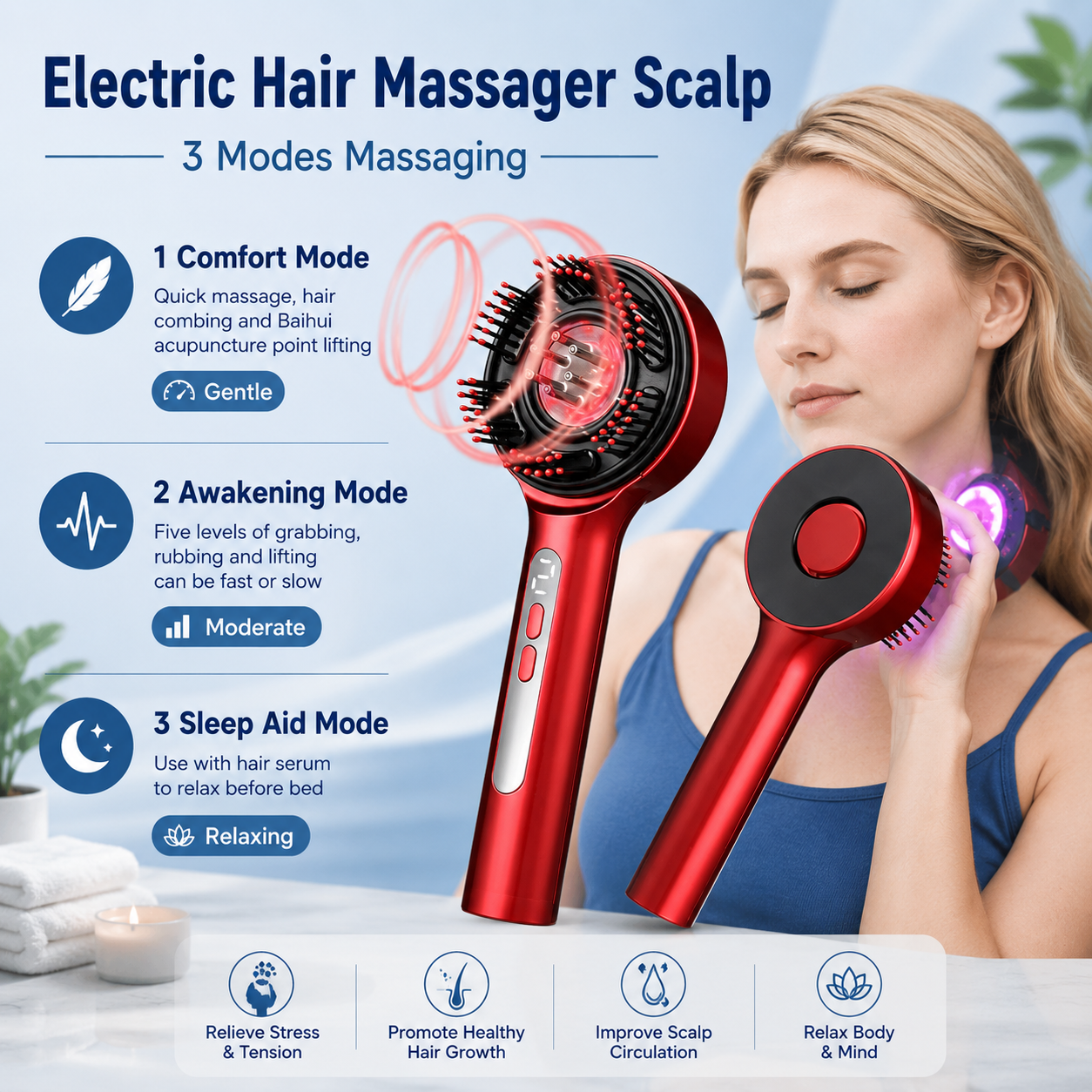 3-in-1 Red Light Therapy Scalp Massager