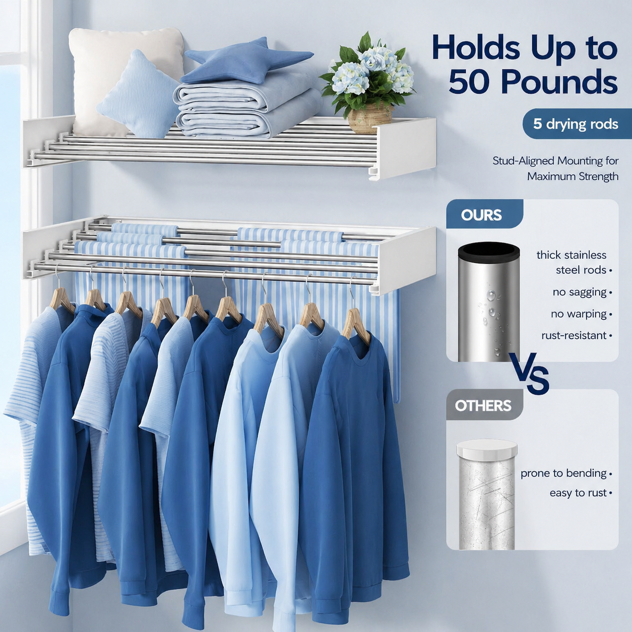 Space Saving Foldable Wall Mounted Drying Rack