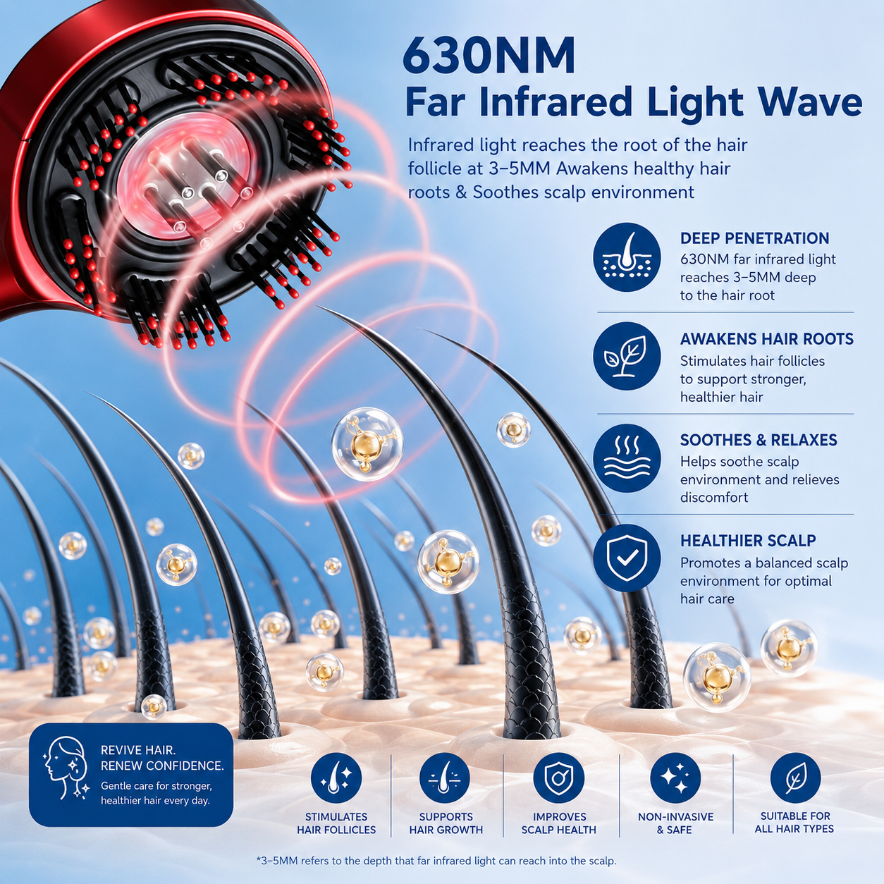 3-in-1 Red Light Therapy Scalp Massager