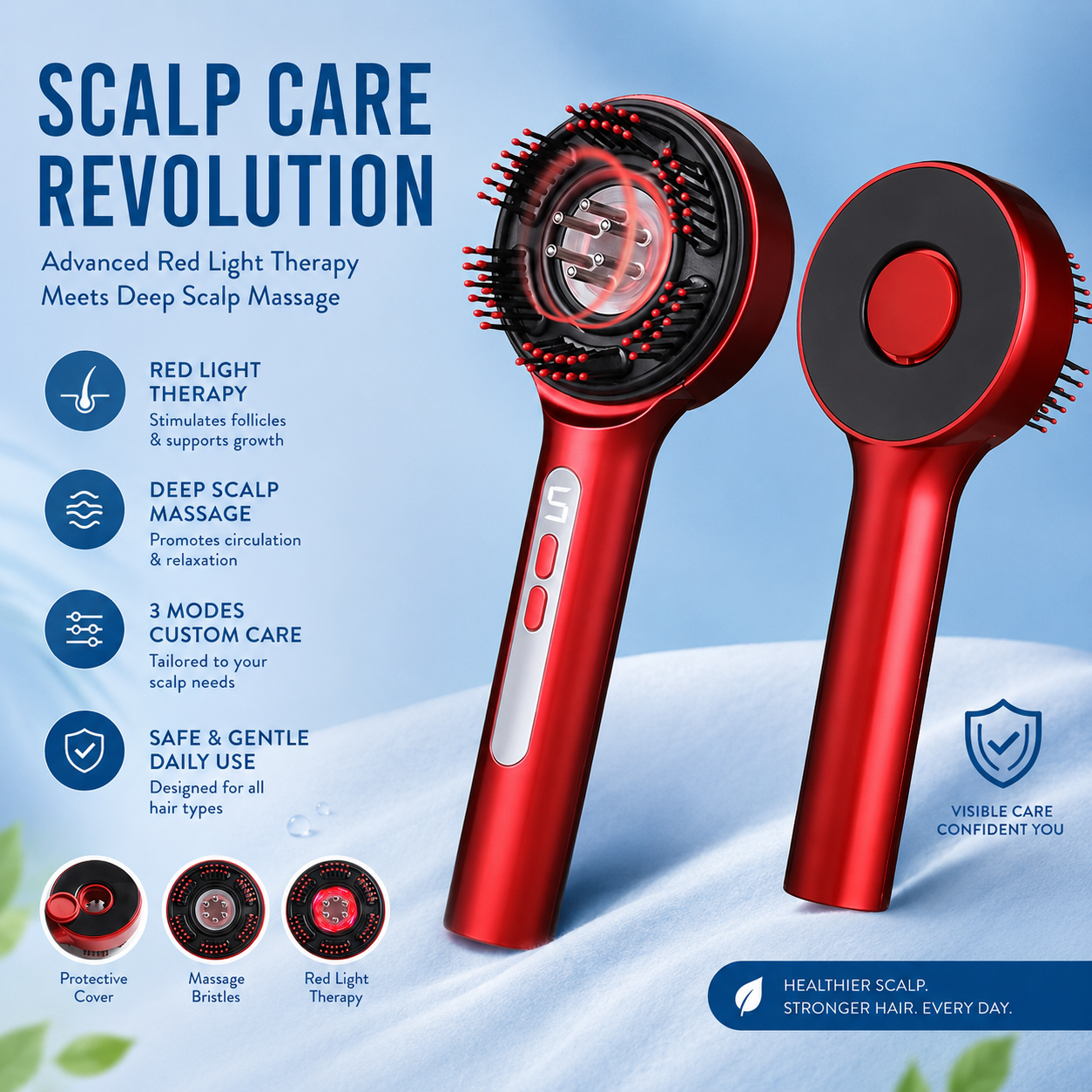 3-in-1 Red Light Therapy Scalp Massager