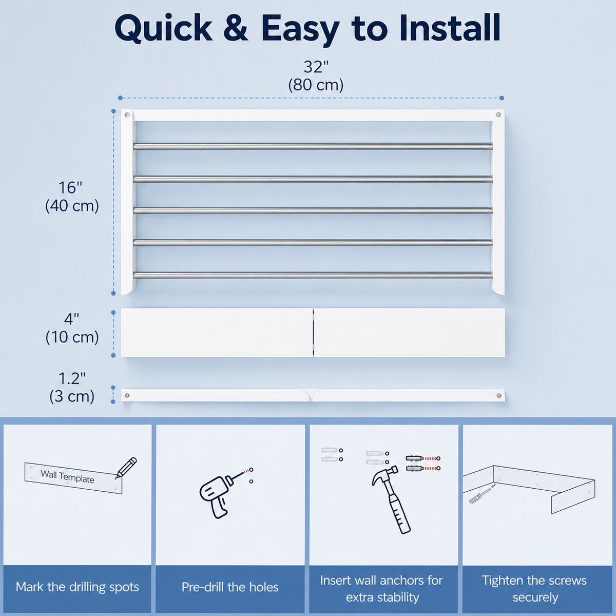 Space Saving Foldable Wall Mounted Drying Rack