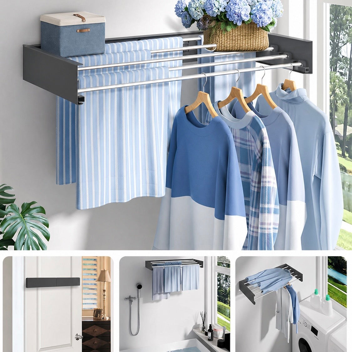 Space Saving Foldable Wall Mounted Drying Rack